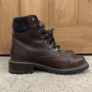 Frye deep brown burgundy leather hiking boots